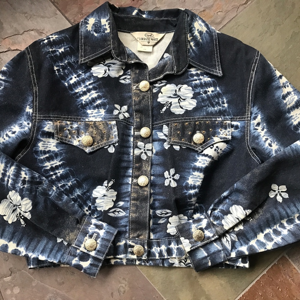 VINTAGE Cropped Hawaiian Denim Jacket